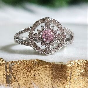 NWT Ryze Princess Pink Cubic Zirconia .925 Sterling Silver Ring - Size 8.75